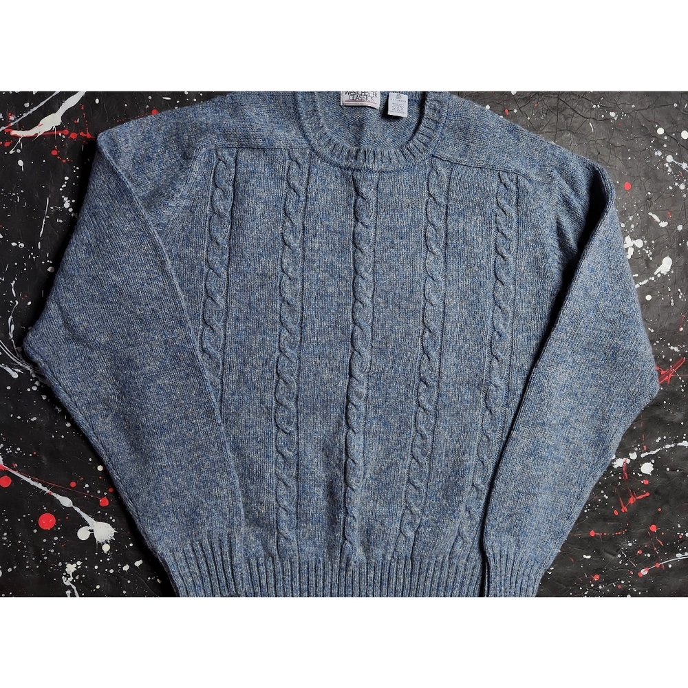 Vintage Westchester Classics women's cable-knit marled Shetland wool sweater L - Picture 2 of 6